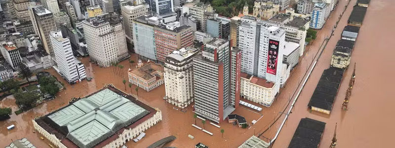 Foto aérea exibindo a tragédia das enchentes no RS - fonte Renan Mattos - REUTERS