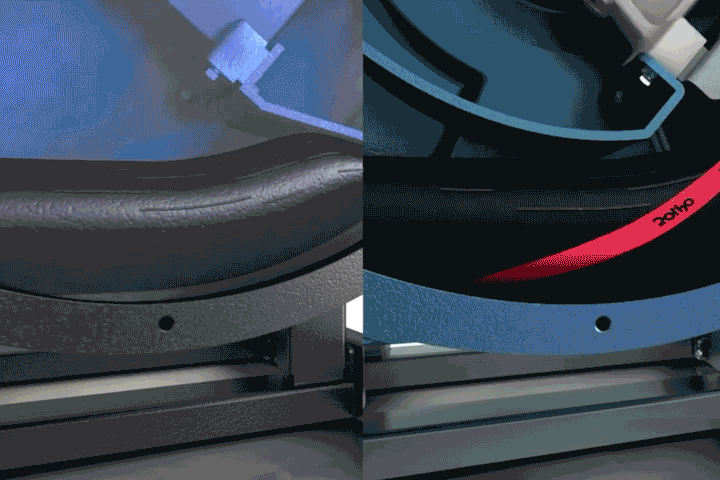 Na esquerda, bomba de sapatas. Na direita, bomba de roletes e no final, detector de ruptura da bomba de roletes. 